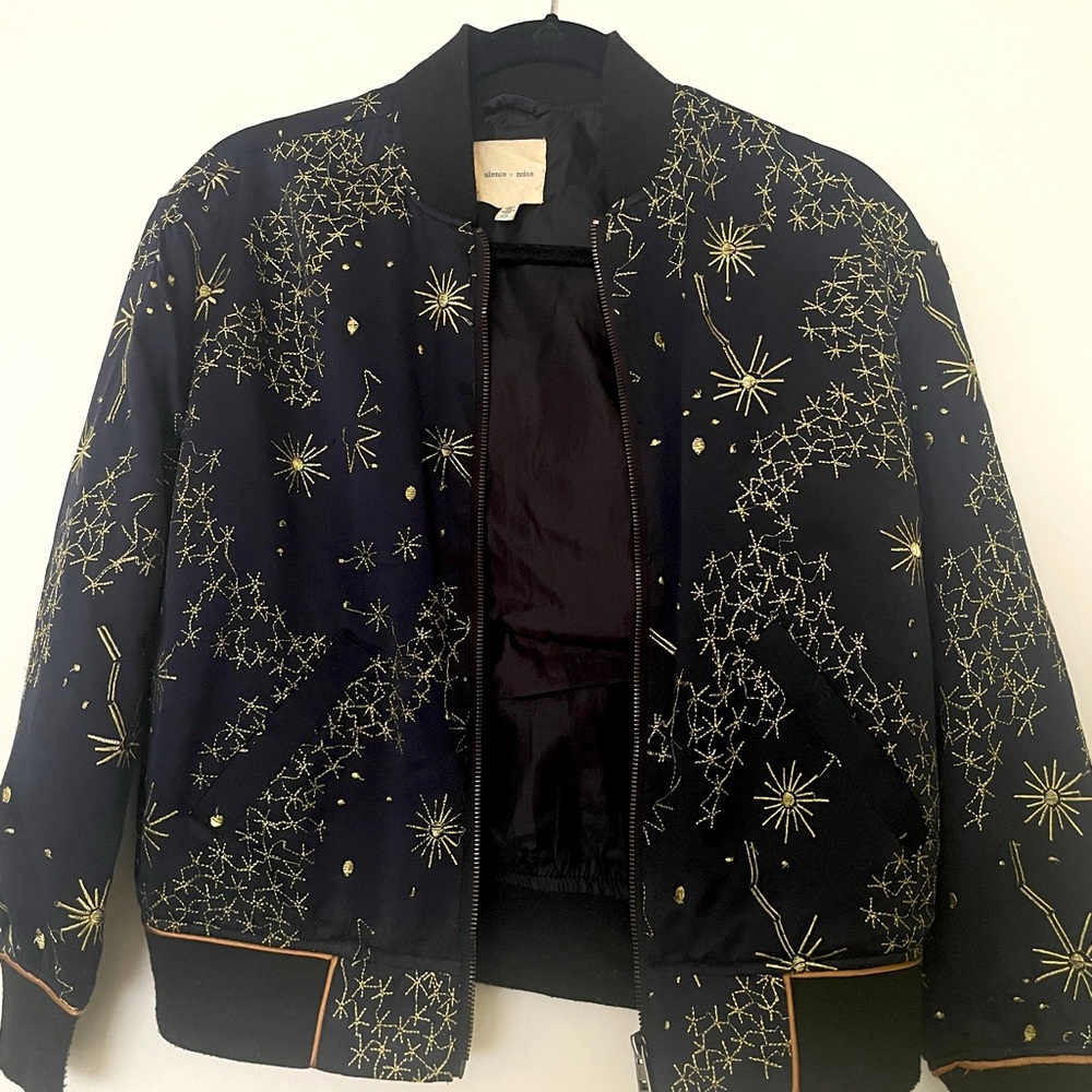 silence + noise galaxy bomber jacket
